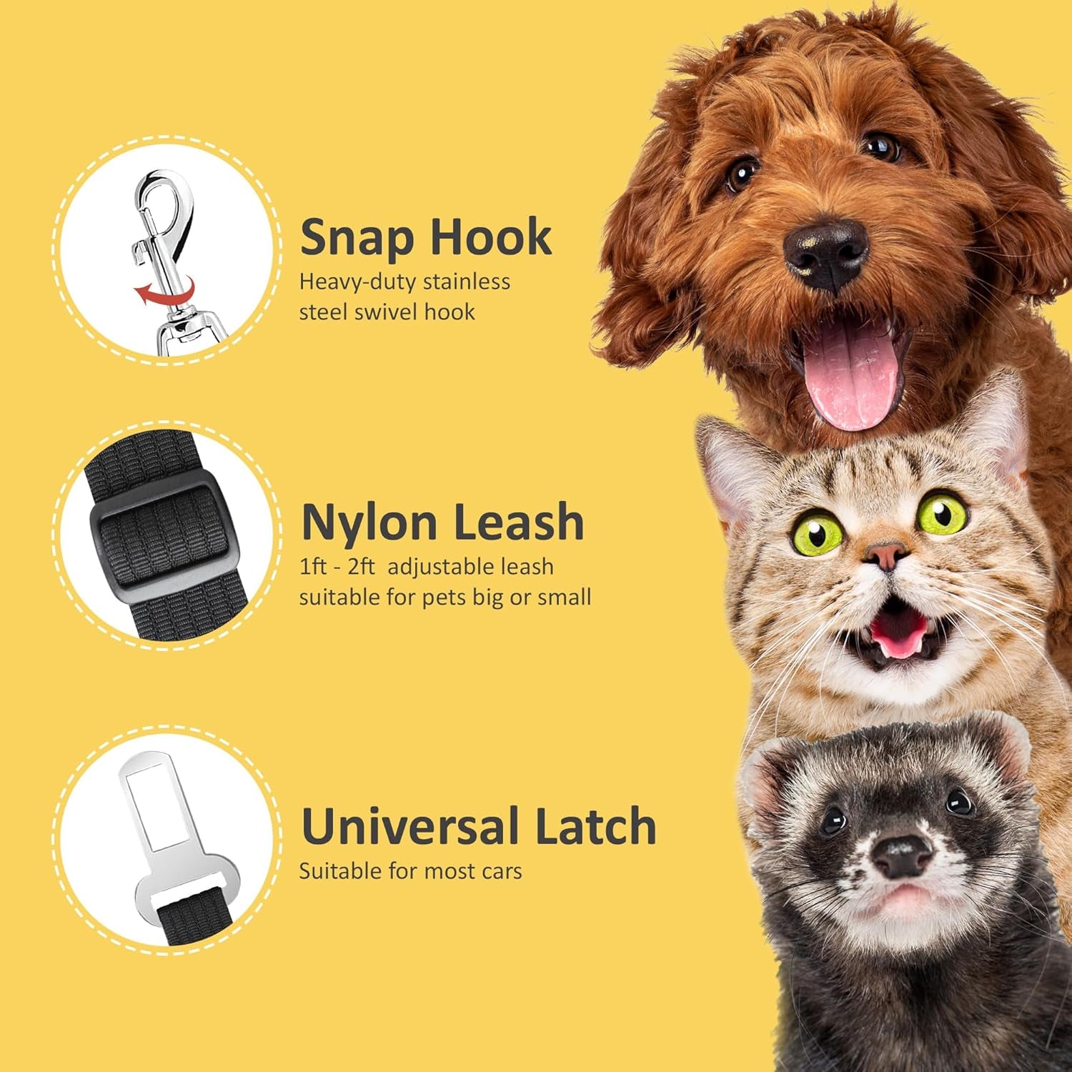 Adjustable Nylon Dog Seat Belt for Car