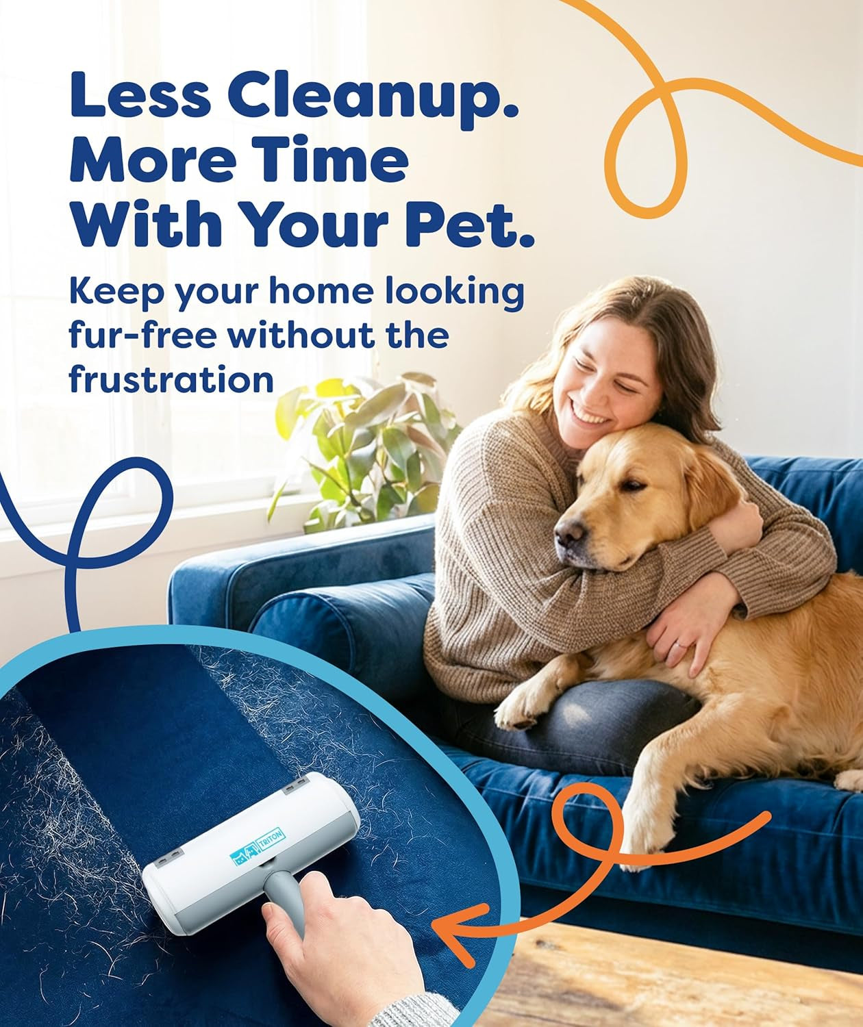 Pet Hair Removal Tool with Detachable Handle