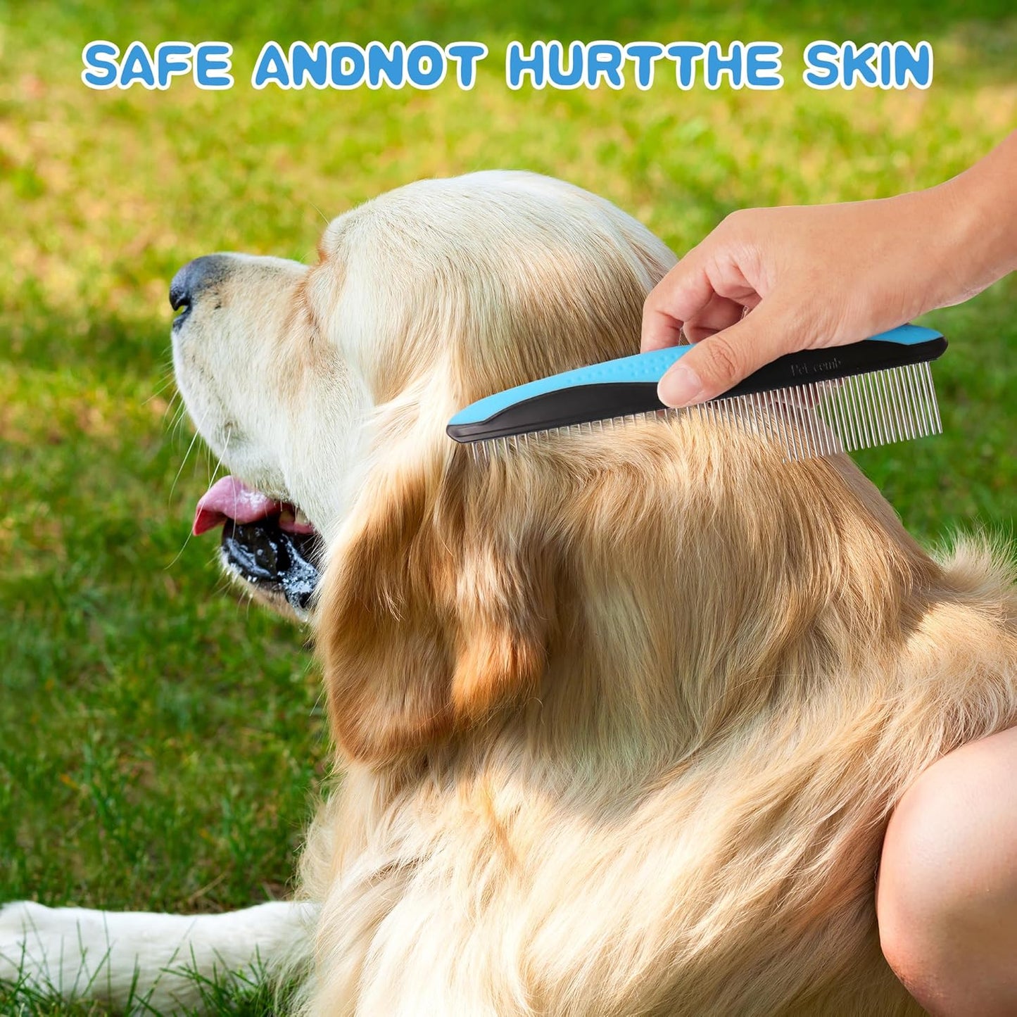 Pet Grooming Brush and Metal Comb Set