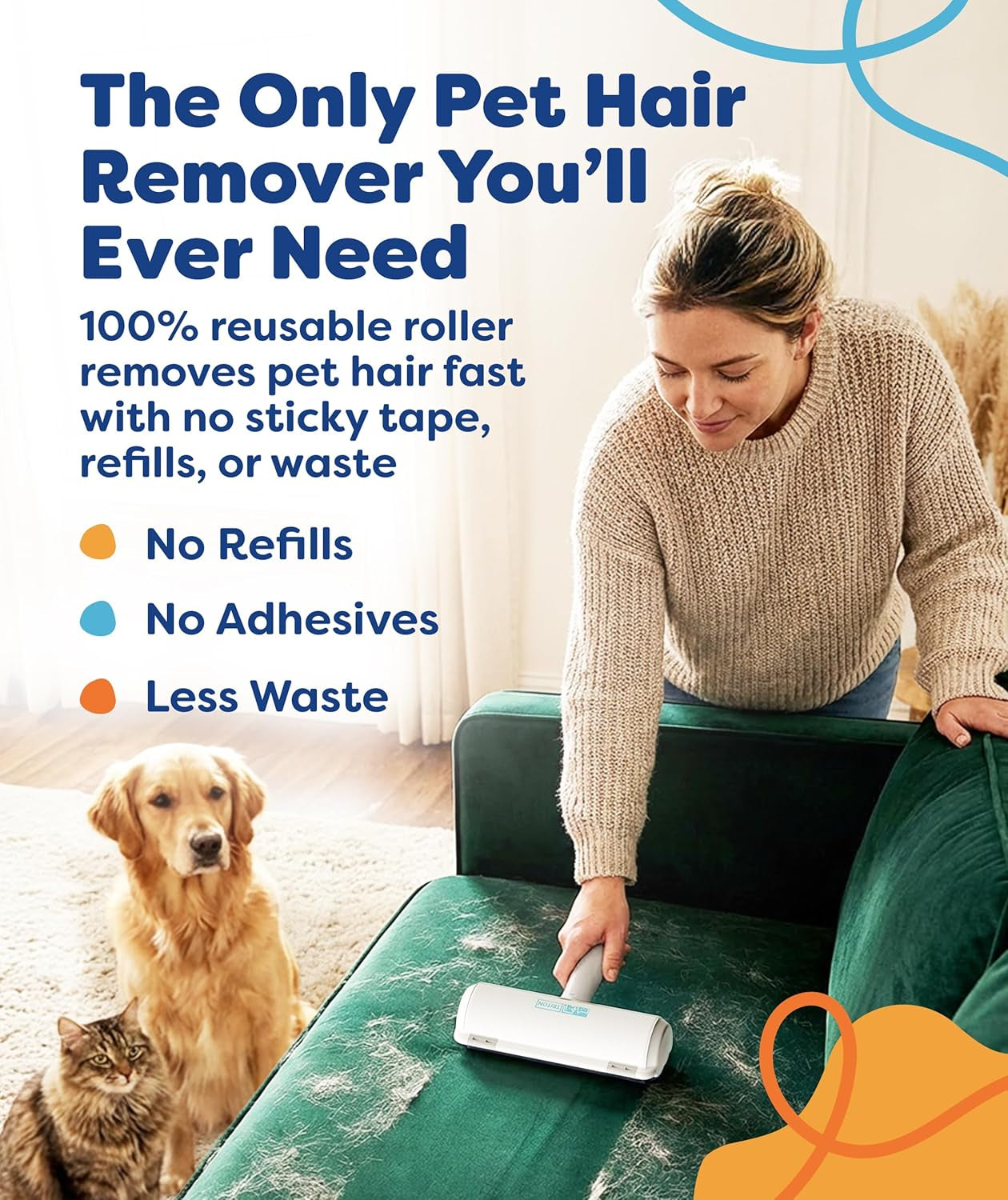 Pet Hair Removal Tool with Detachable Handle