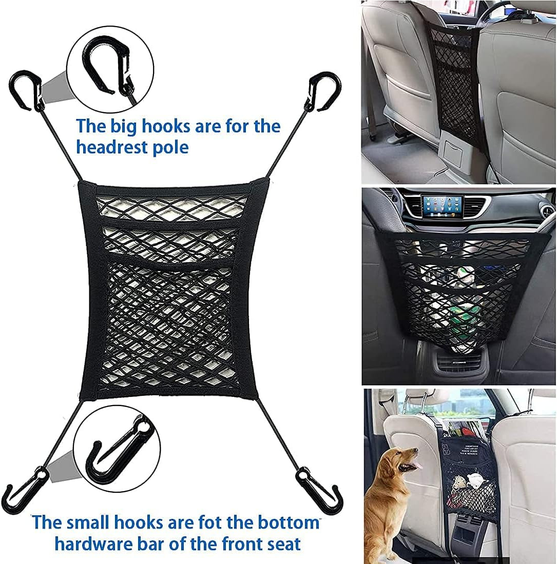 3-Layer Car Mesh Organizer, Barrier of Backseat Pet Kids