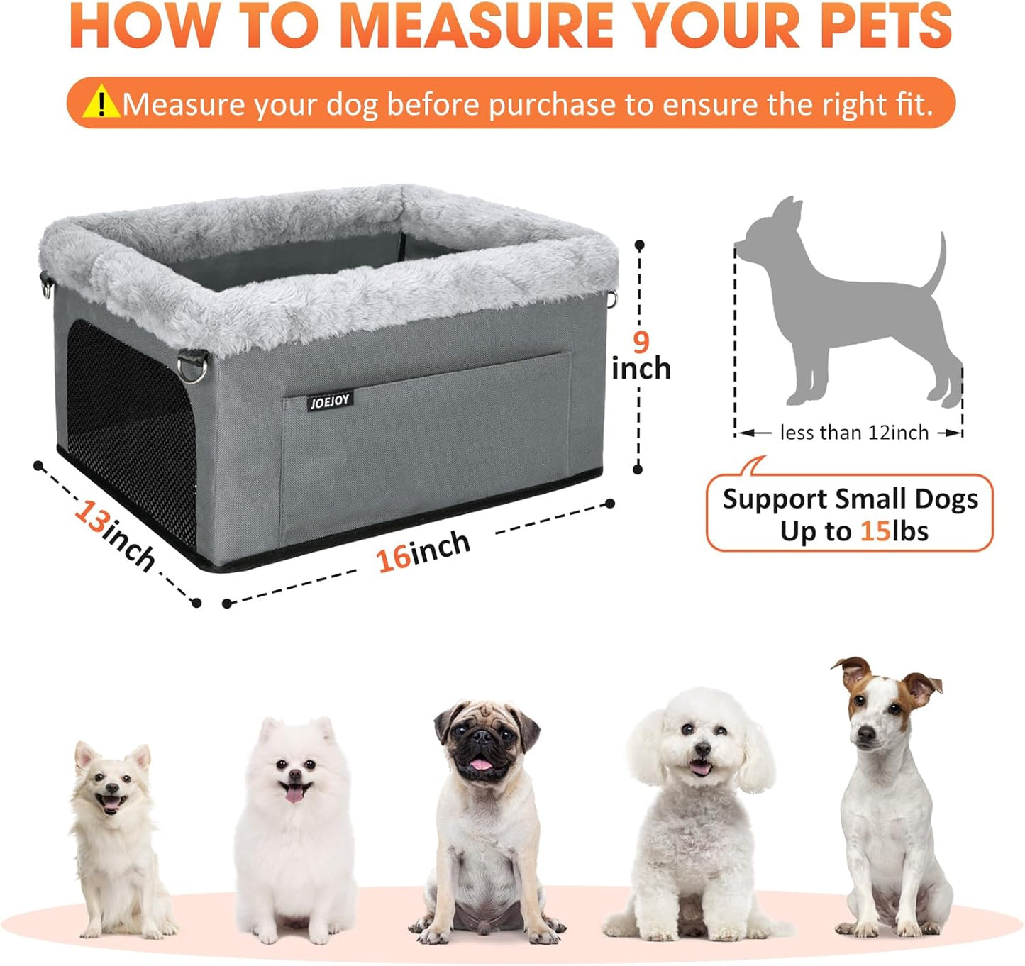 Deluxe Dog Booster Seat for Small Pets up to 20 Lbs