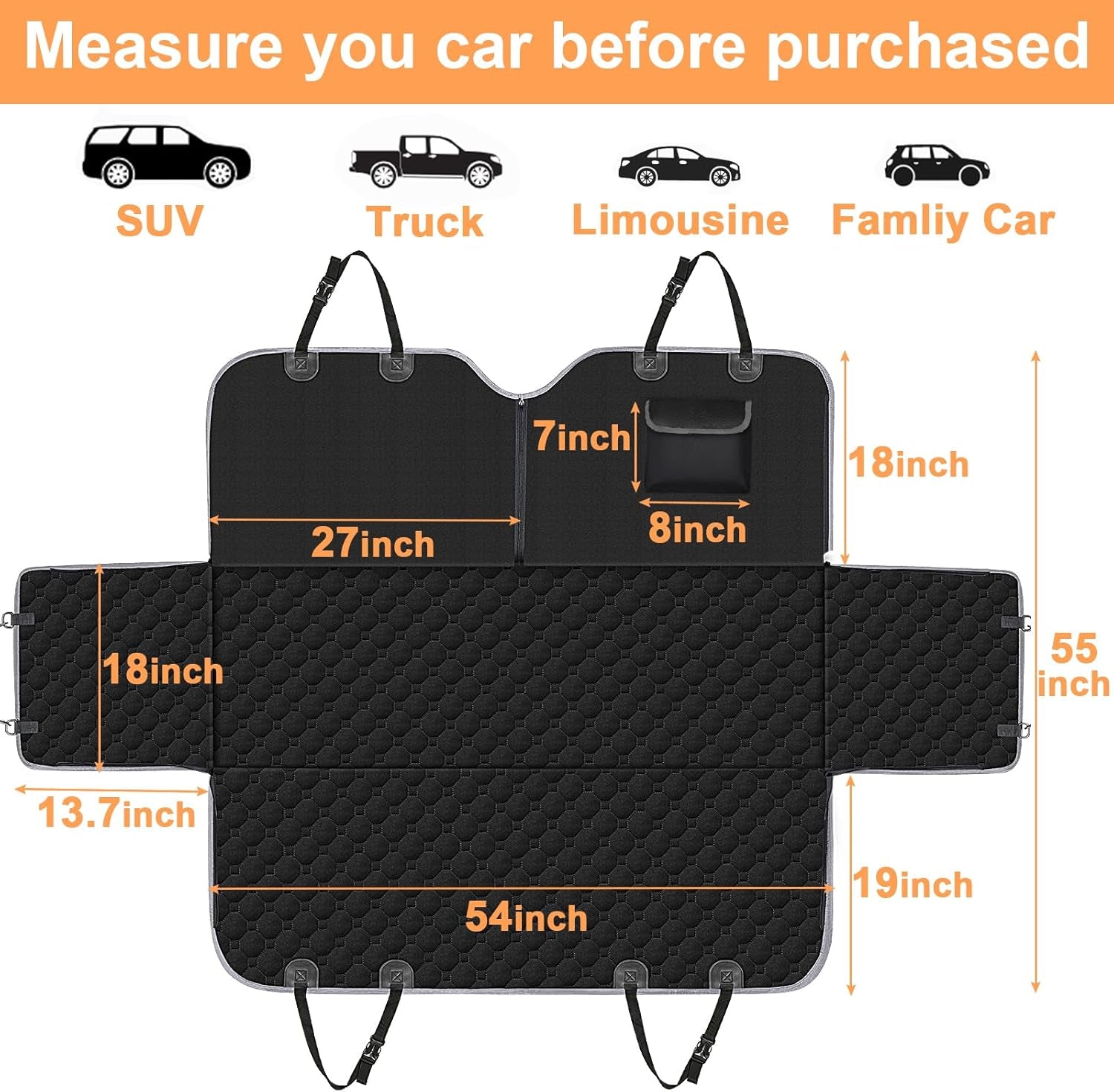 Premium Dog Car Seat Cover for Back Seat