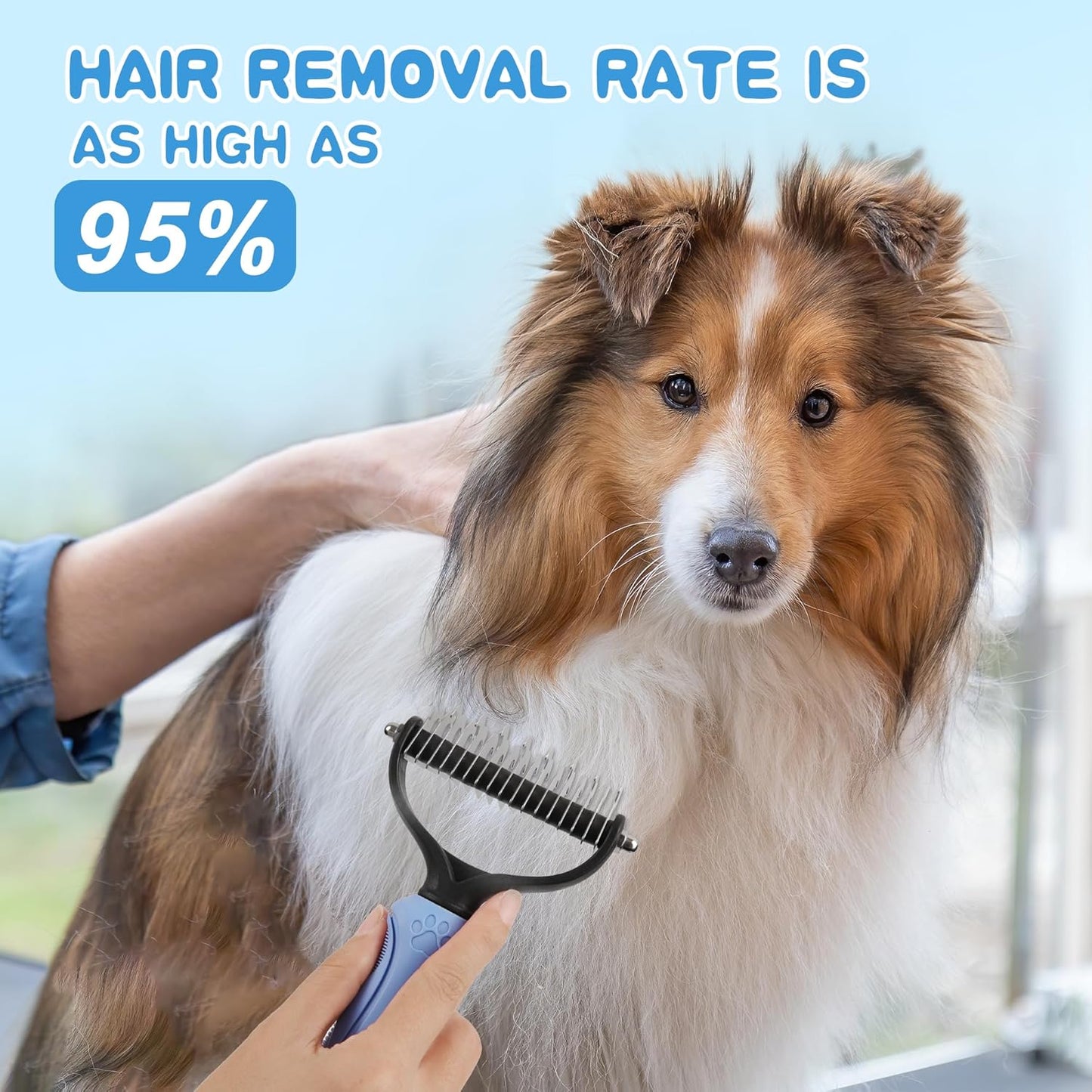 Pet Grooming Brush and Metal Comb Set