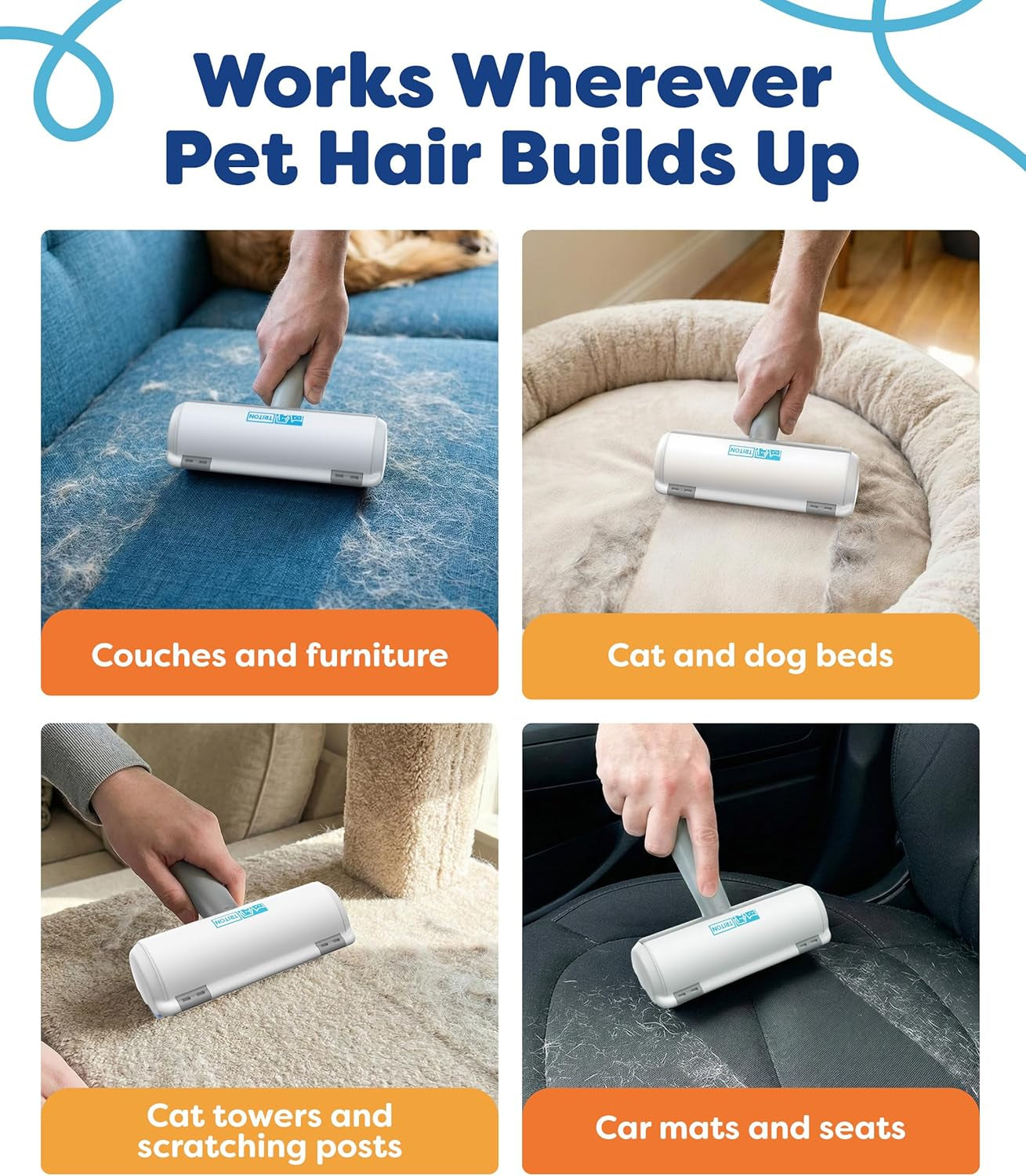 Pet Hair Removal Tool with Detachable Handle