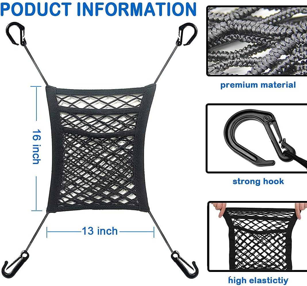 3-Layer Car Mesh Organizer, Barrier of Backseat Pet Kids