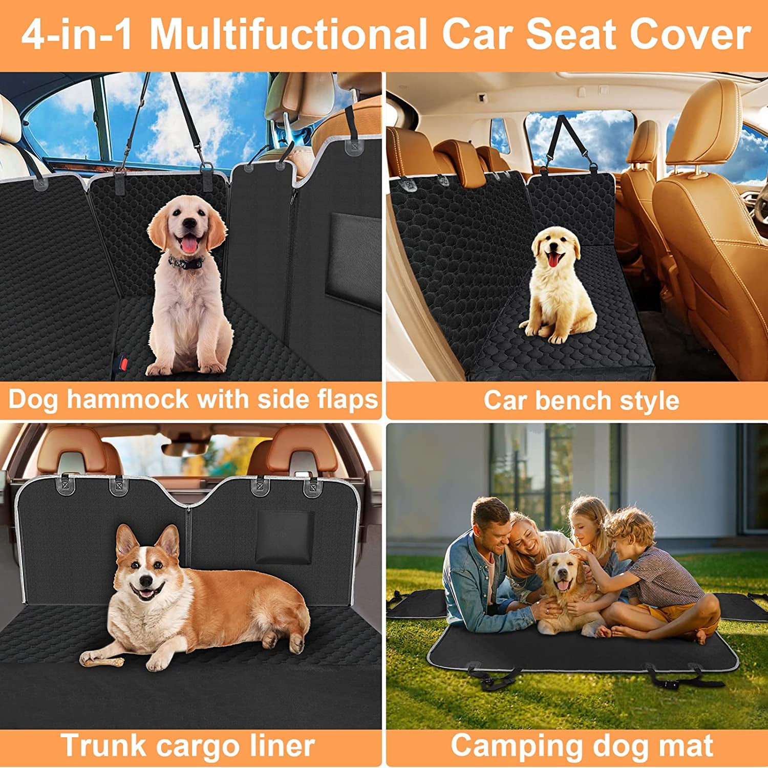 Premium Dog Car Seat Cover for Back Seat